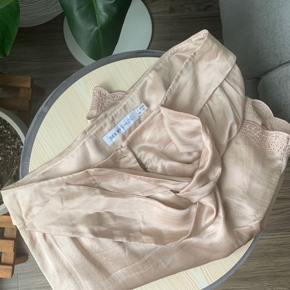 See by Chloe Dusty Pink Silk Shorts - Picture 3 of 6